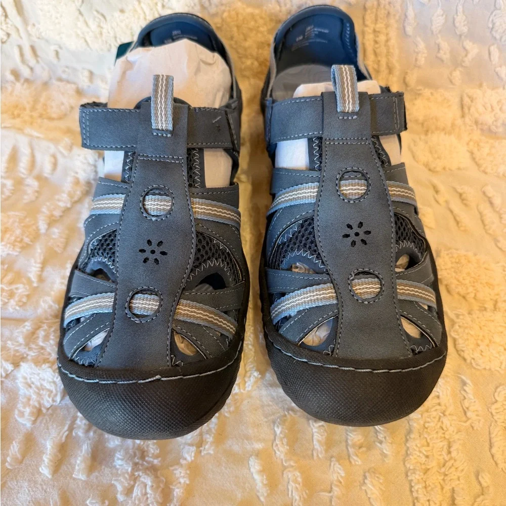 JBU Gray and Blue Women's Closed-Toe Sport Sandals #531-9. - Picture 2 of 3